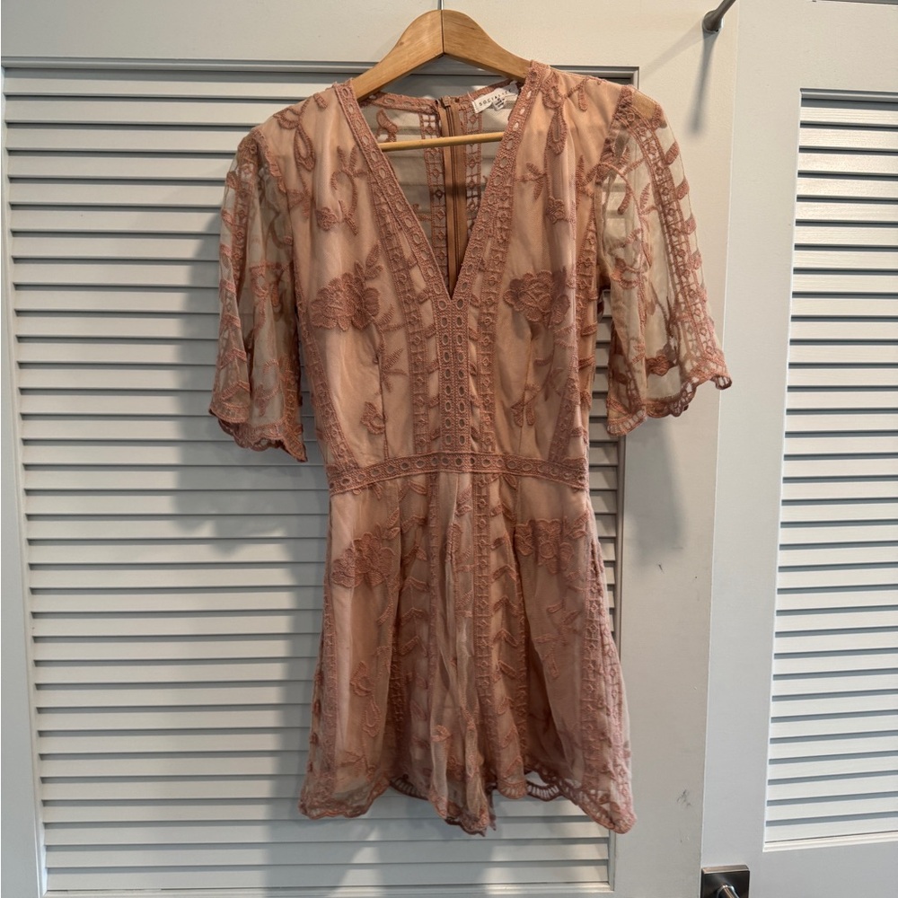 Elegant Pink Lace Romper